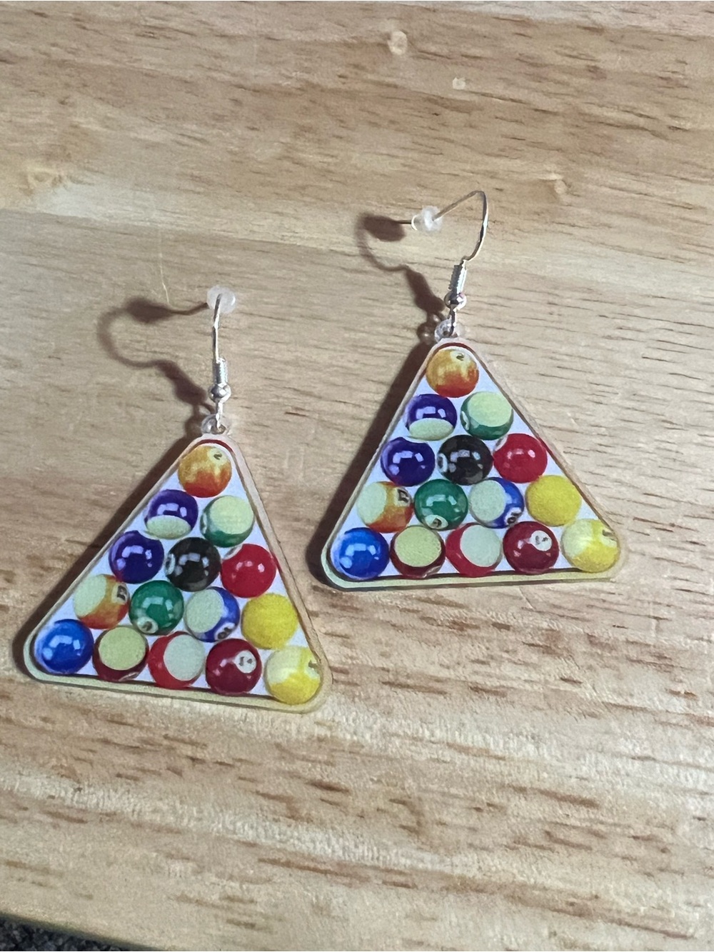 Colorful Billiard Ball Triangle Dangle Earrings - Multicolor E179